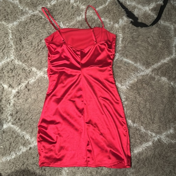 red short homecoming dress with spaghetti straps - Picture 2 of 2